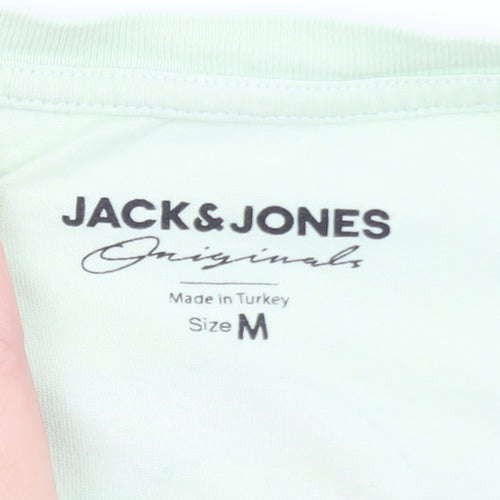 Jack & Jones Green Graphic Retro T-Shirt M Unisex Casual Summer Top