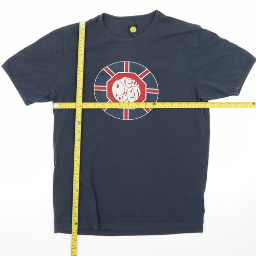 Pretty Green Men's Blue Union Jack Logo T-Shirt Size M Regular Fit
