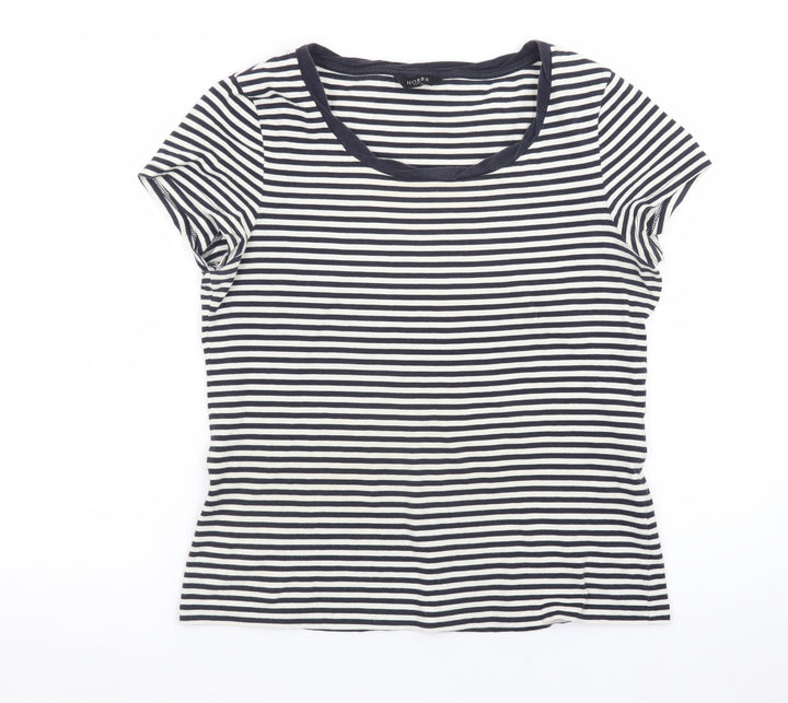 Hobbs Women's Blue Striped Cotton Jersey T-Shirt Size M