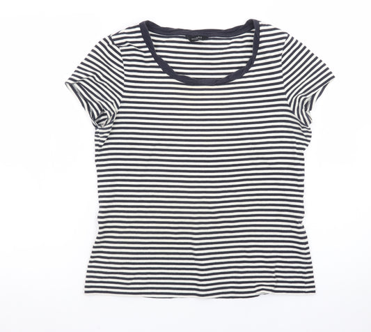 Hobbs Women's Blue Striped Cotton Jersey T-Shirt Size M