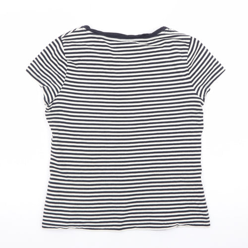 Hobbs Women's Blue Striped Cotton Jersey T-Shirt Size M