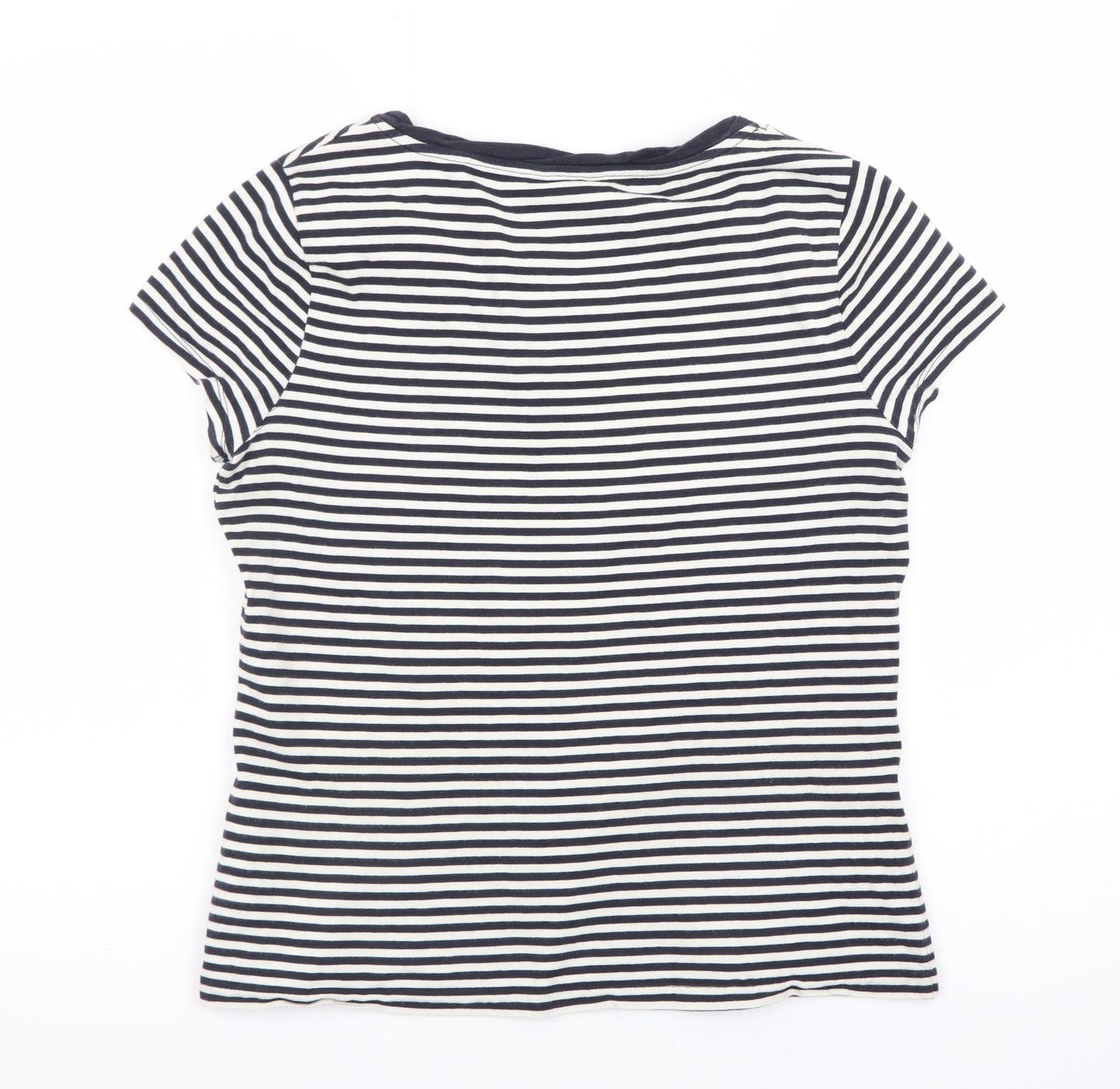 Hobbs Women's Blue Striped Cotton Jersey T-Shirt Size M