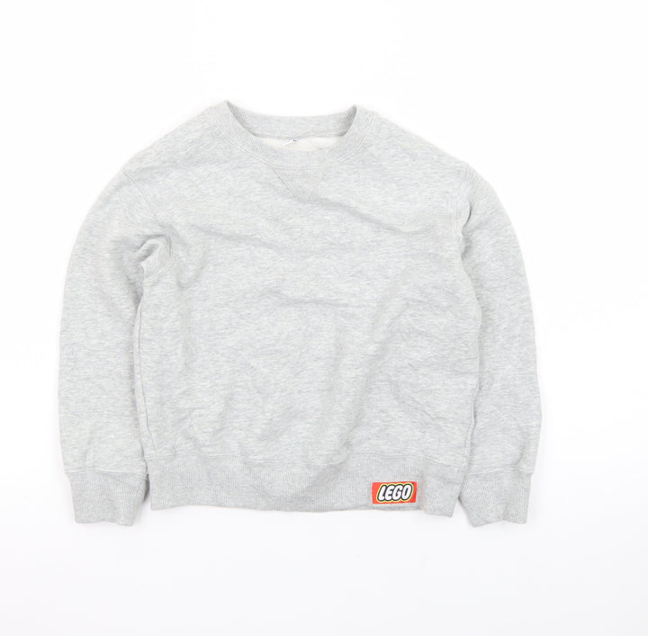 Uniqlo Boys Grey Cotton Sweatshirt 5-6 Years LEGO Logo Crew Neck