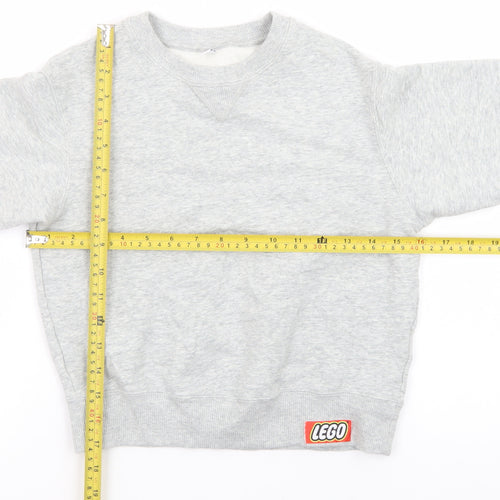 Uniqlo Boys Grey Cotton Sweatshirt 5-6 Years LEGO Logo Crew Neck