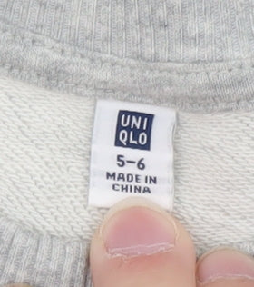 Uniqlo Boys Grey Cotton Sweatshirt 5-6 Years LEGO Logo Crew Neck