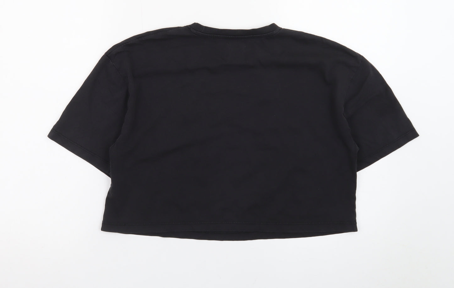 Primark Women Black Cropped Mickey & Minnie Cotton T-Shirt XS