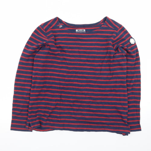 Voile Bleue Men's Blue Red Striped Nautical Long Sleeve T-Shirt Large