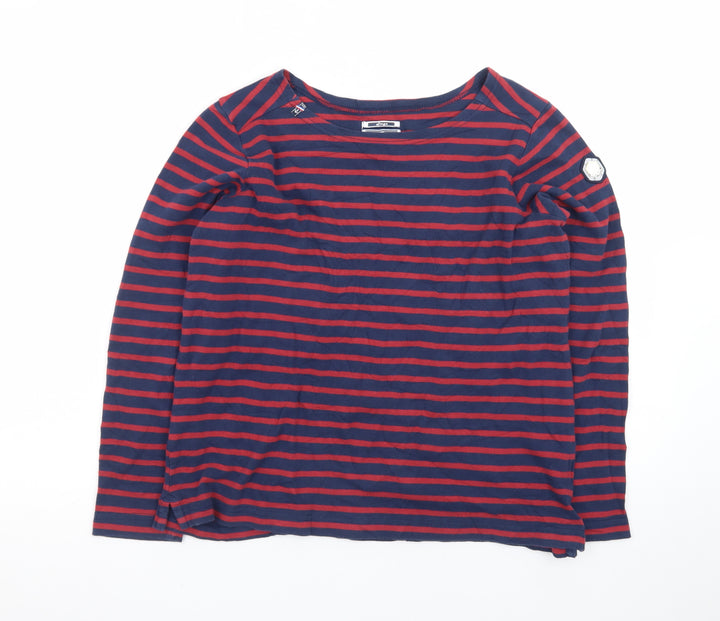 Voile Bleue Men's Blue Red Striped Nautical Long Sleeve T-Shirt Large