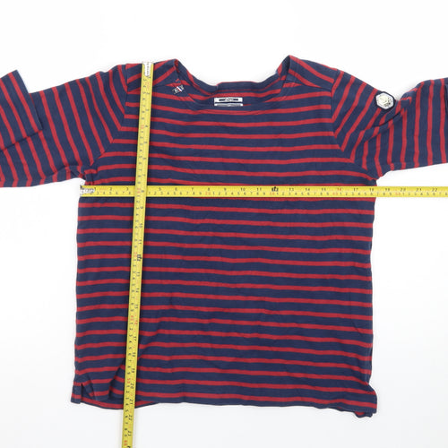 Voile Bleue Men's Blue Red Striped Nautical Long Sleeve T-Shirt Large