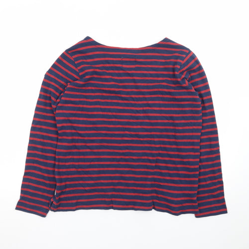 Voile Bleue Men's Blue Red Striped Nautical Long Sleeve T-Shirt Large