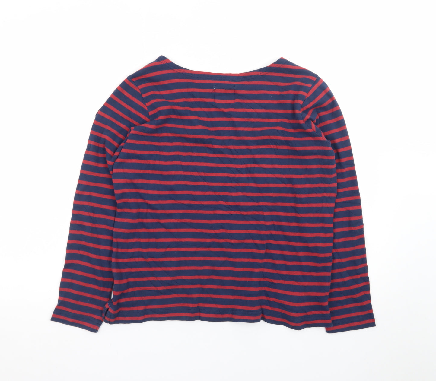 Voile Bleue Men's Blue Red Striped Nautical Long Sleeve T-Shirt Large