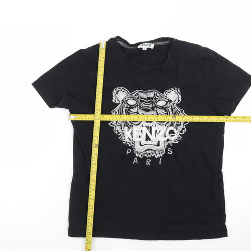 Kenzo Men’s Black XL Tiger Embroidered Crew Neck Cotton T-Shirt
