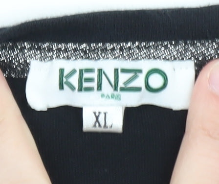 Kenzo Men’s Black XL Tiger Embroidered Crew Neck Cotton T-Shirt