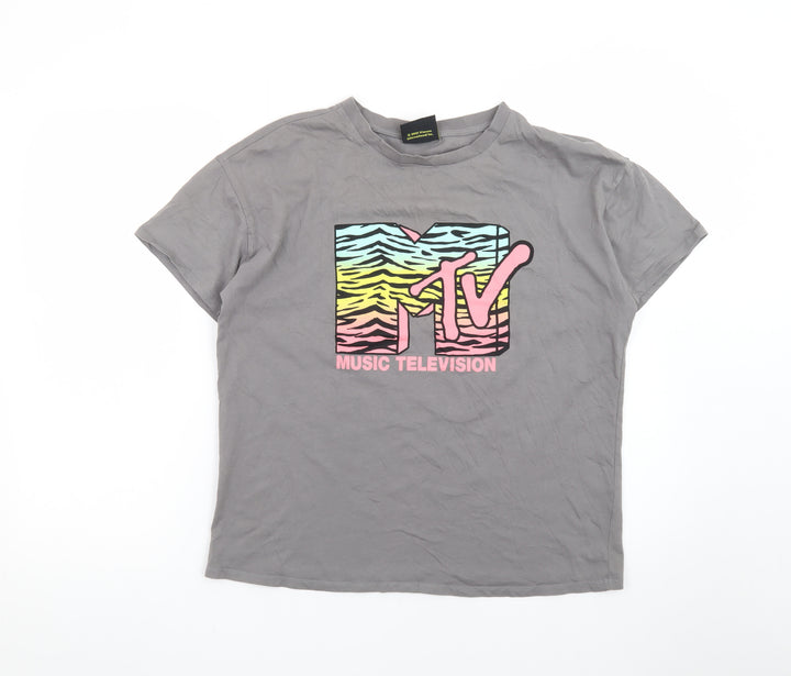George Women Grey MTV Graphic Short Sleeve T-Shirt Size 12