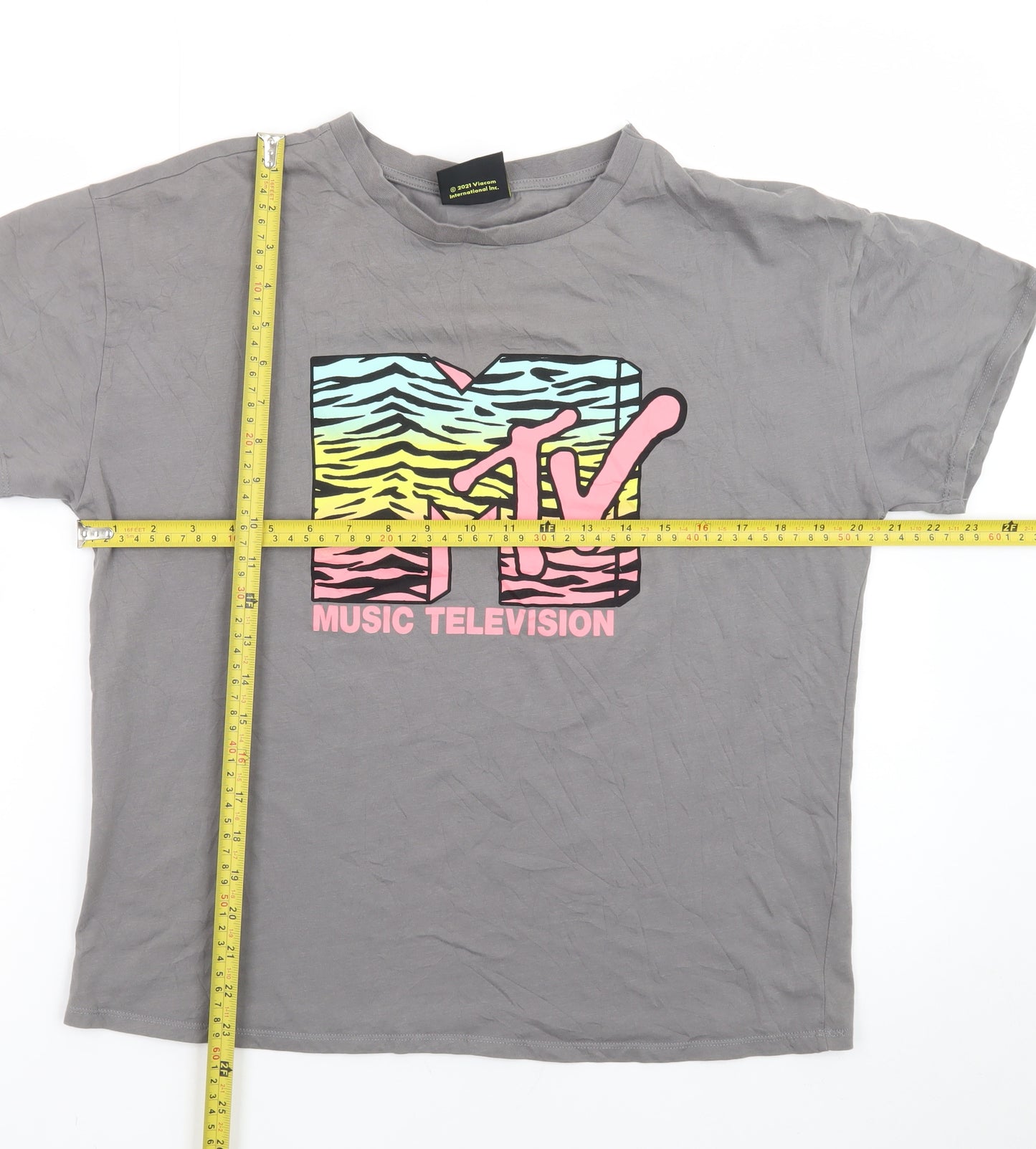 George Women Grey MTV Graphic Short Sleeve T-Shirt Size 12