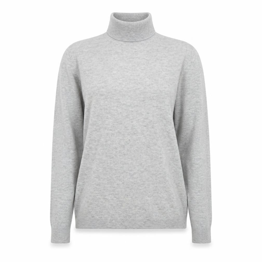 Front view of Oliver Bonas Women’s Grey Wool Blend Roll Neck Jumper, size UK 12