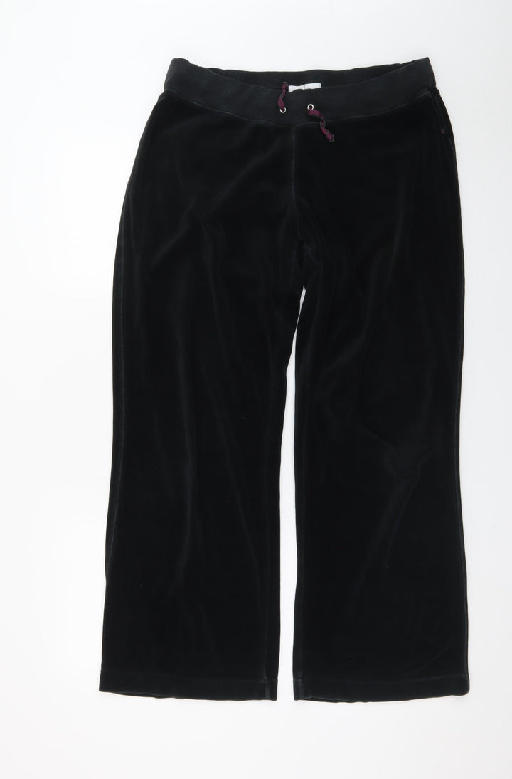 Jasper Conran Women's Black Velvet Drawstring Sweatpants Size 14