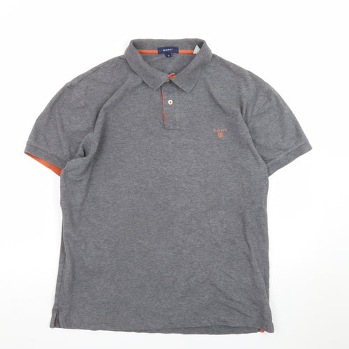 GANT Men's Grey Short Sleeve Polo Shirt Size XL Classic Fit