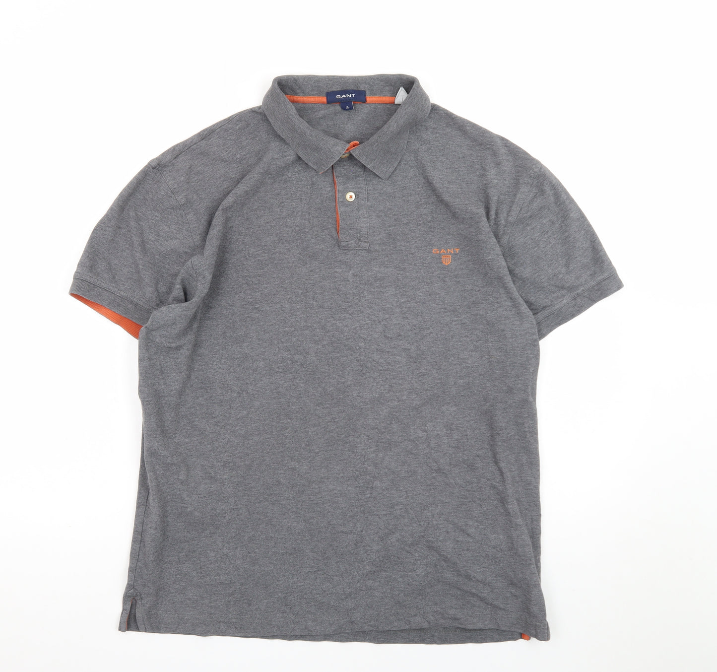 GANT Men's Grey Short Sleeve Polo Shirt Size XL Classic Fit