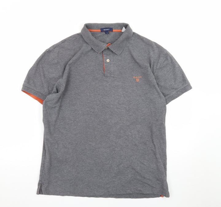 GANT Men's Grey Short Sleeve Polo Shirt Size XL Classic Fit