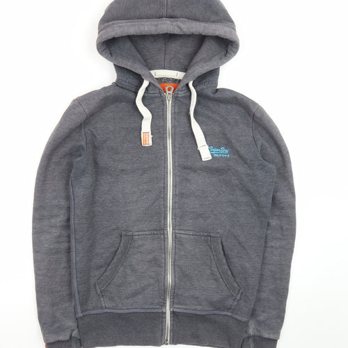Superdry Men’s Grey Full Zip Hoodie Small Classic Logo