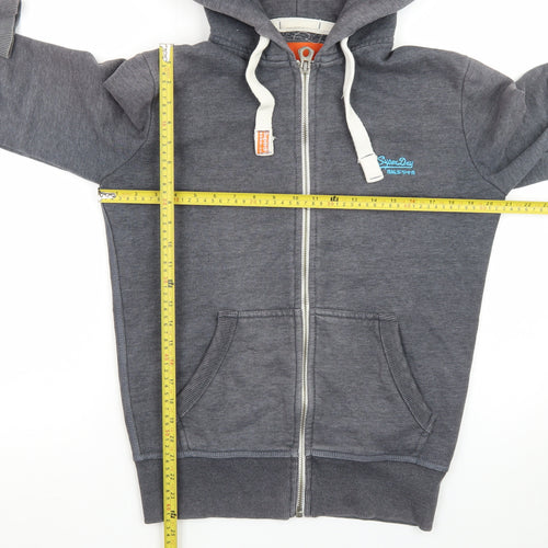 Superdry Men’s Grey Full Zip Hoodie Small Classic Logo