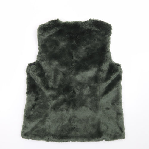 ONLY Women's Green Faux Fur Waistcoat Size M Sleeveless Gilet
