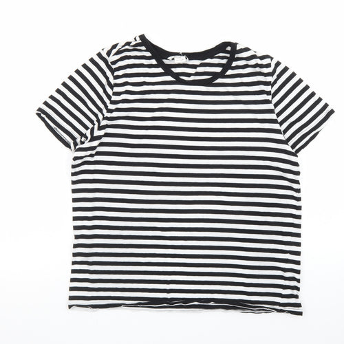 Monki Women’s Black White Striped Cotton T-Shirt Size 12