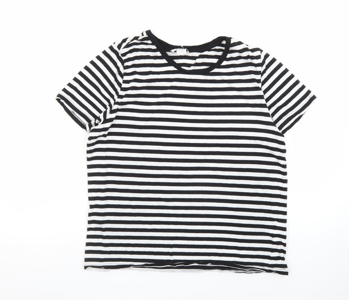 Monki Women’s Black White Striped Cotton T-Shirt Size 12