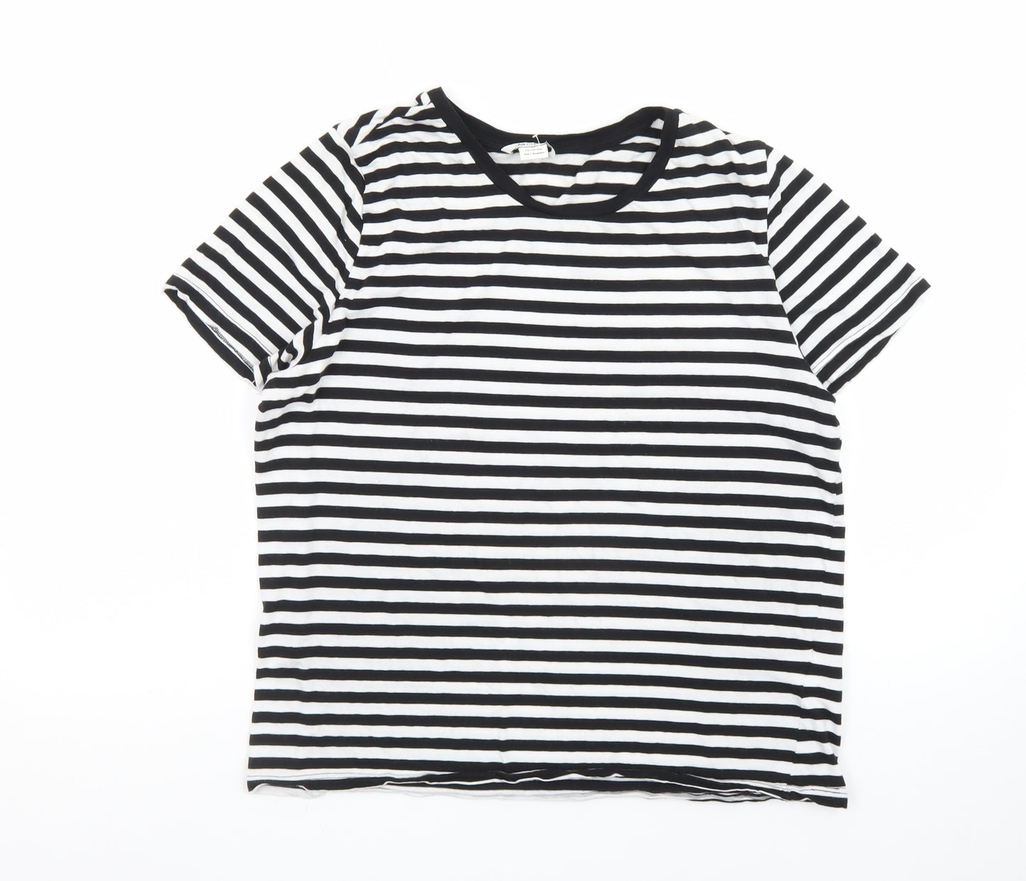 Monki Women’s Black White Striped Cotton T-Shirt Size 12