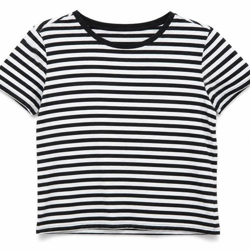 Monki Women’s Black White Striped Cotton T-Shirt Size 12