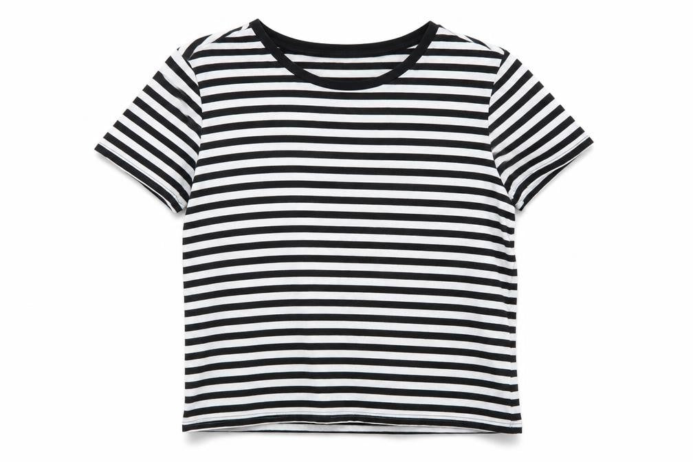 Monki Women’s Black White Striped Cotton T-Shirt Size 12