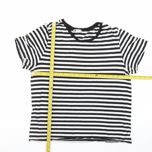 Monki Women’s Black White Striped Cotton T-Shirt Size 12