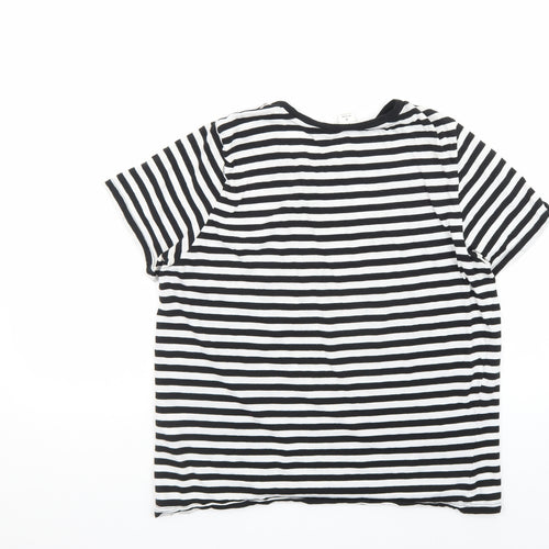 Monki Women’s Black White Striped Cotton T-Shirt Size 12