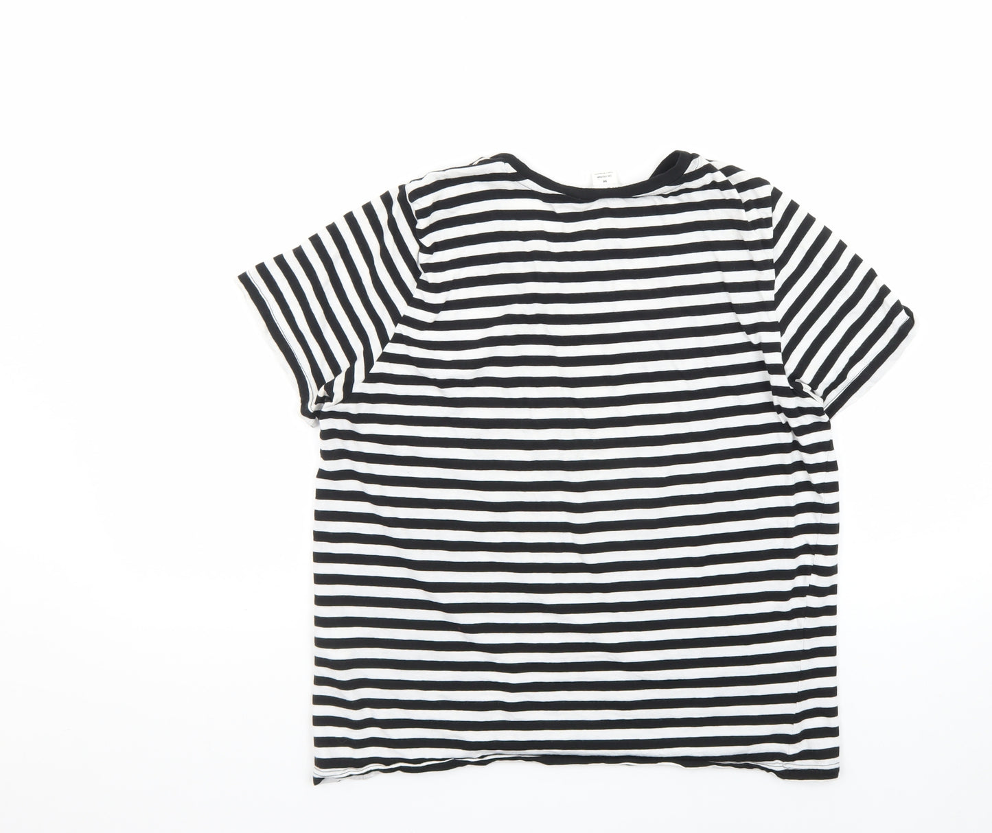 Monki Women’s Black White Striped Cotton T-Shirt Size 12
