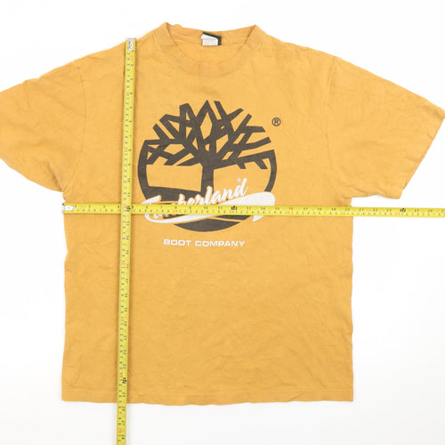 Timberland Men’s Yellow Logo Graphic T-Shirt Size S Vintage Cotton