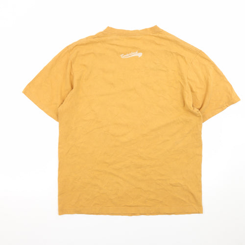 Timberland Men’s Yellow Logo Graphic T-Shirt Size S Vintage Cotton