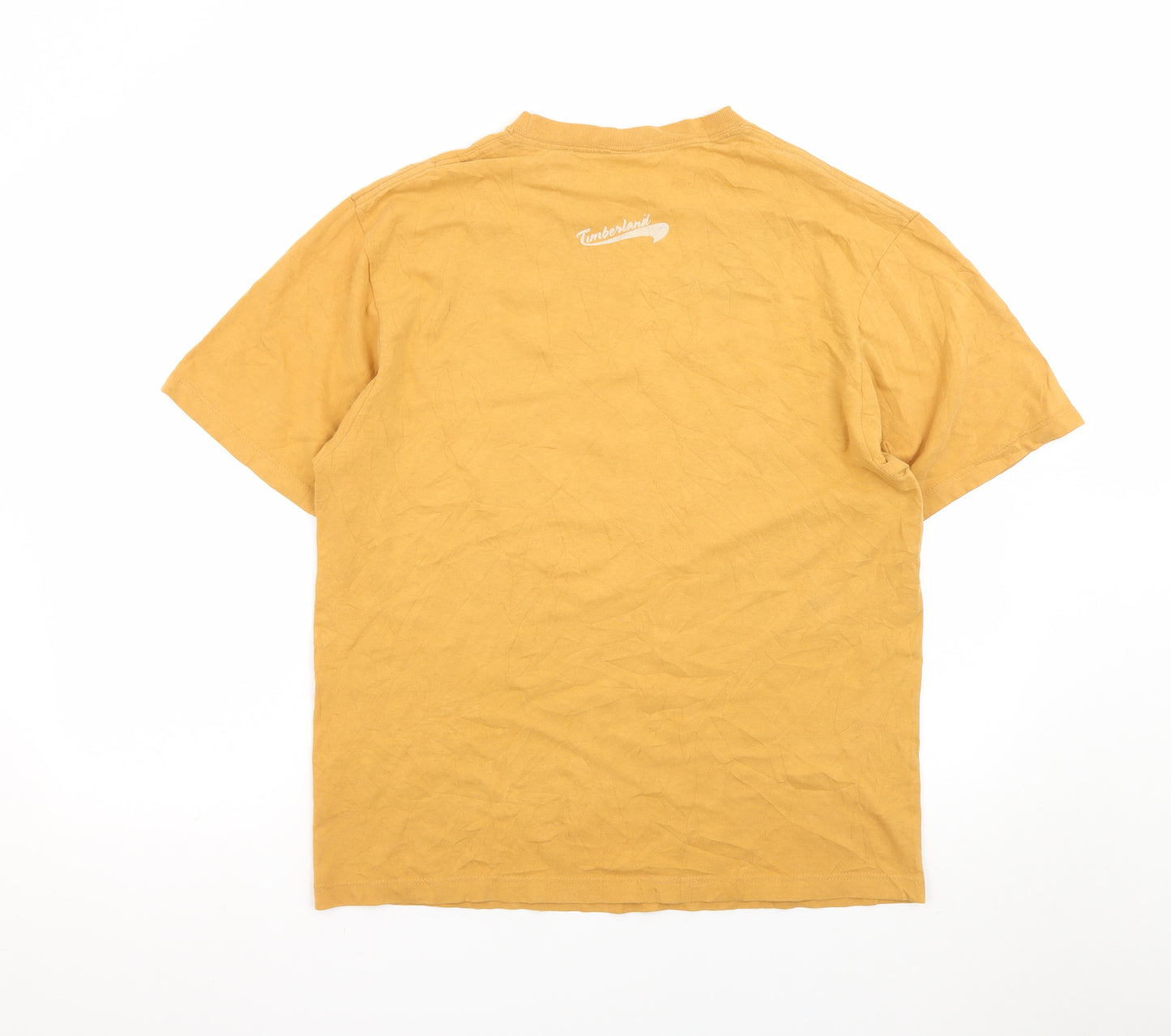 Timberland Men’s Yellow Logo Graphic T-Shirt Size S Vintage Cotton