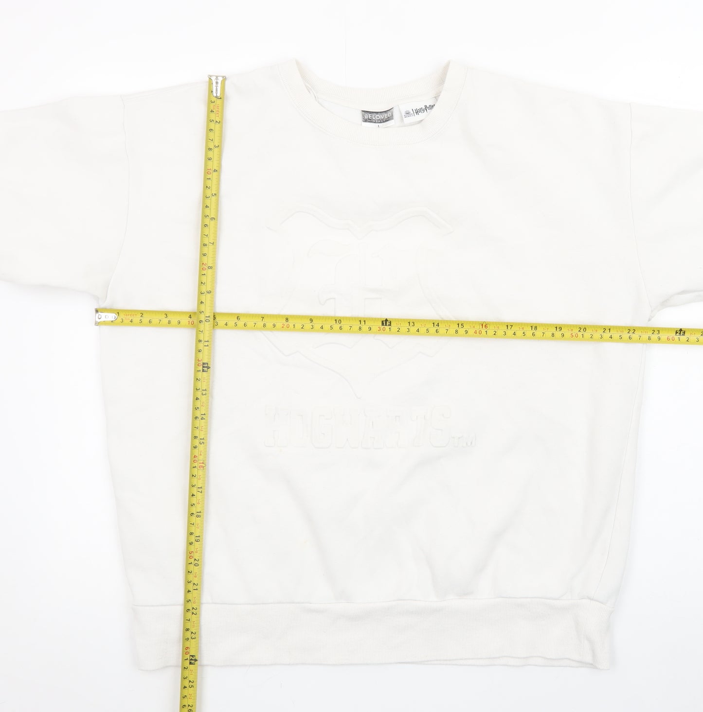 Beloved Men’s White Harry Potter Hogwarts Pullover Sweatshirt L