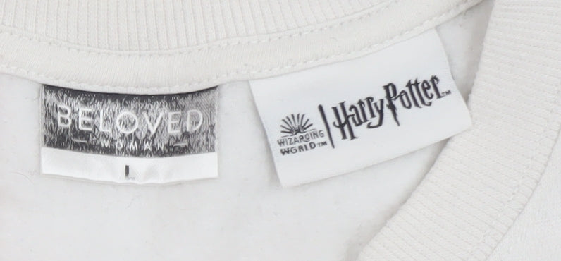 Beloved Men’s White Harry Potter Hogwarts Pullover Sweatshirt L