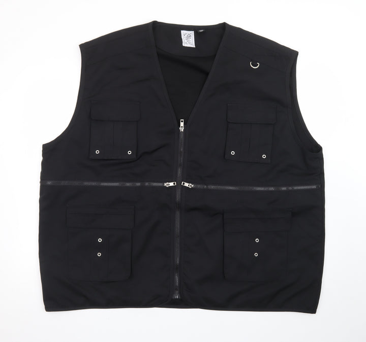 OF 55 Mens Black 3XL Utility Waistcoat With Multiple Pockets