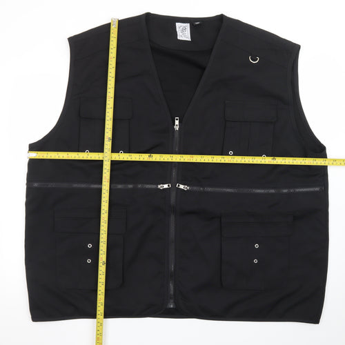 OF 55 Mens Black 3XL Utility Waistcoat With Multiple Pockets