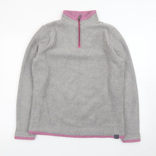 Weird Fish Womens Frost Grey 1/4 Zip Fleece Sweatshirt Size 12