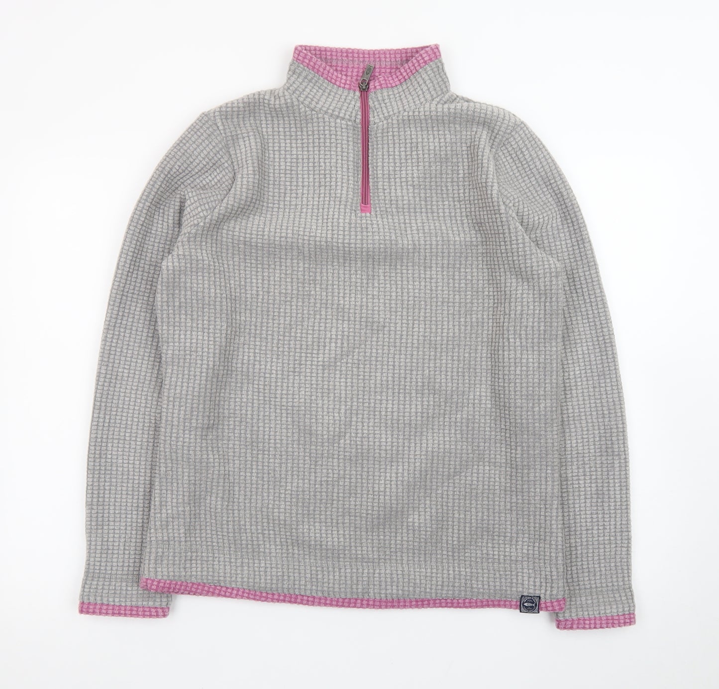Weird Fish Womens Frost Grey 1/4 Zip Fleece Sweatshirt Size 12