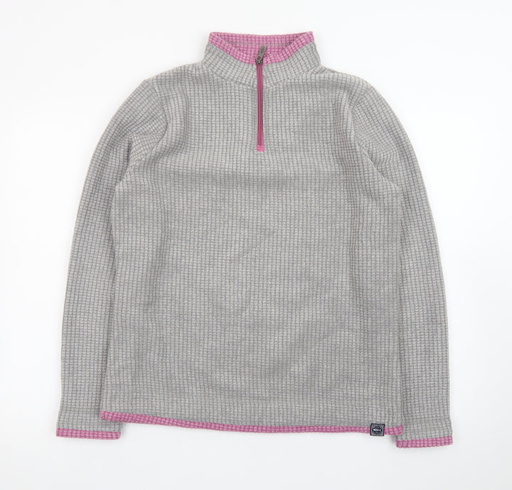 Weird Fish Womens Frost Grey 1/4 Zip Fleece Sweatshirt Size 12