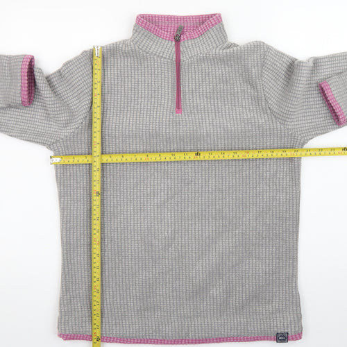 Weird Fish Womens Frost Grey 1/4 Zip Fleece Sweatshirt Size 12