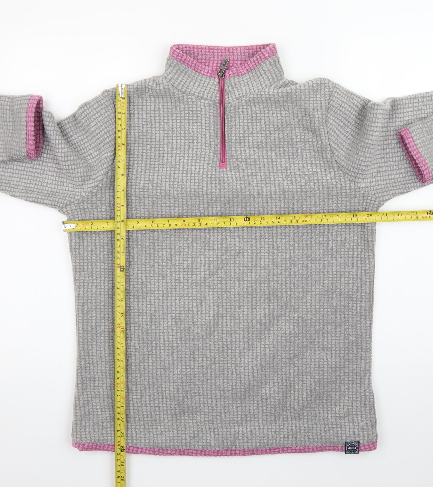 Weird Fish Womens Frost Grey 1/4 Zip Fleece Sweatshirt Size 12