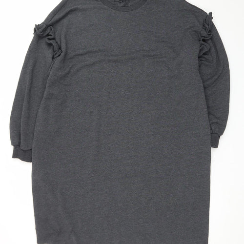 Next Women Grey Size 20 T-Shirt Dress Long Sleeve Casual Jersey