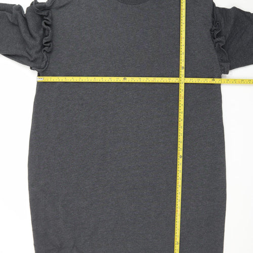 Next Women Grey Size 20 T-Shirt Dress Long Sleeve Casual Jersey
