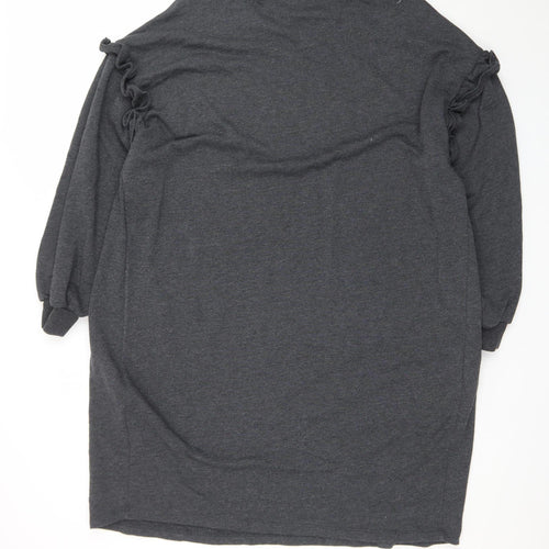 Next Women Grey Size 20 T-Shirt Dress Long Sleeve Casual Jersey